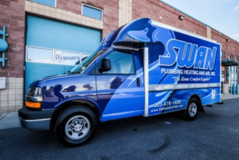 swan plumbing blue truck